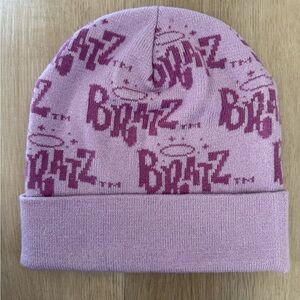 Bratz Logo Knit Beanie in Light Pink and Magenta